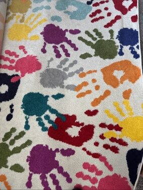 Colorful Handprint Accent Rug